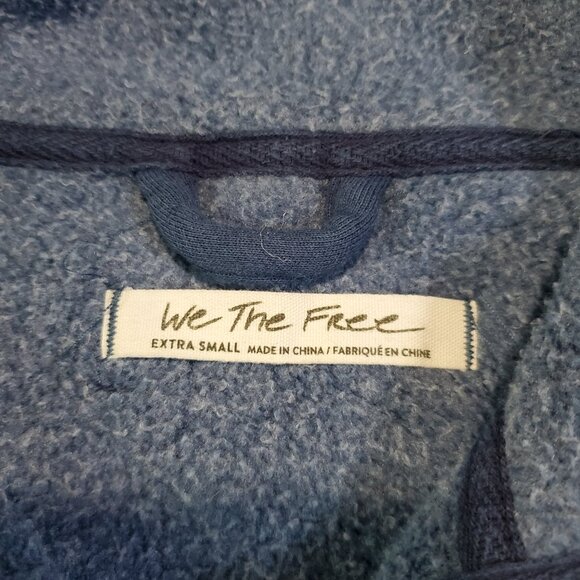 We the Free Blue Terry Half Zip Color Block Patchwork Collared Sweatshirt - XS - Picture 4 of 6